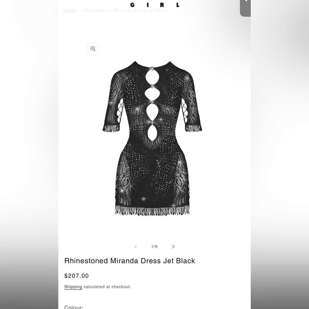 POSTER GIRL Rhinestoned Miranda Dress Jet Black